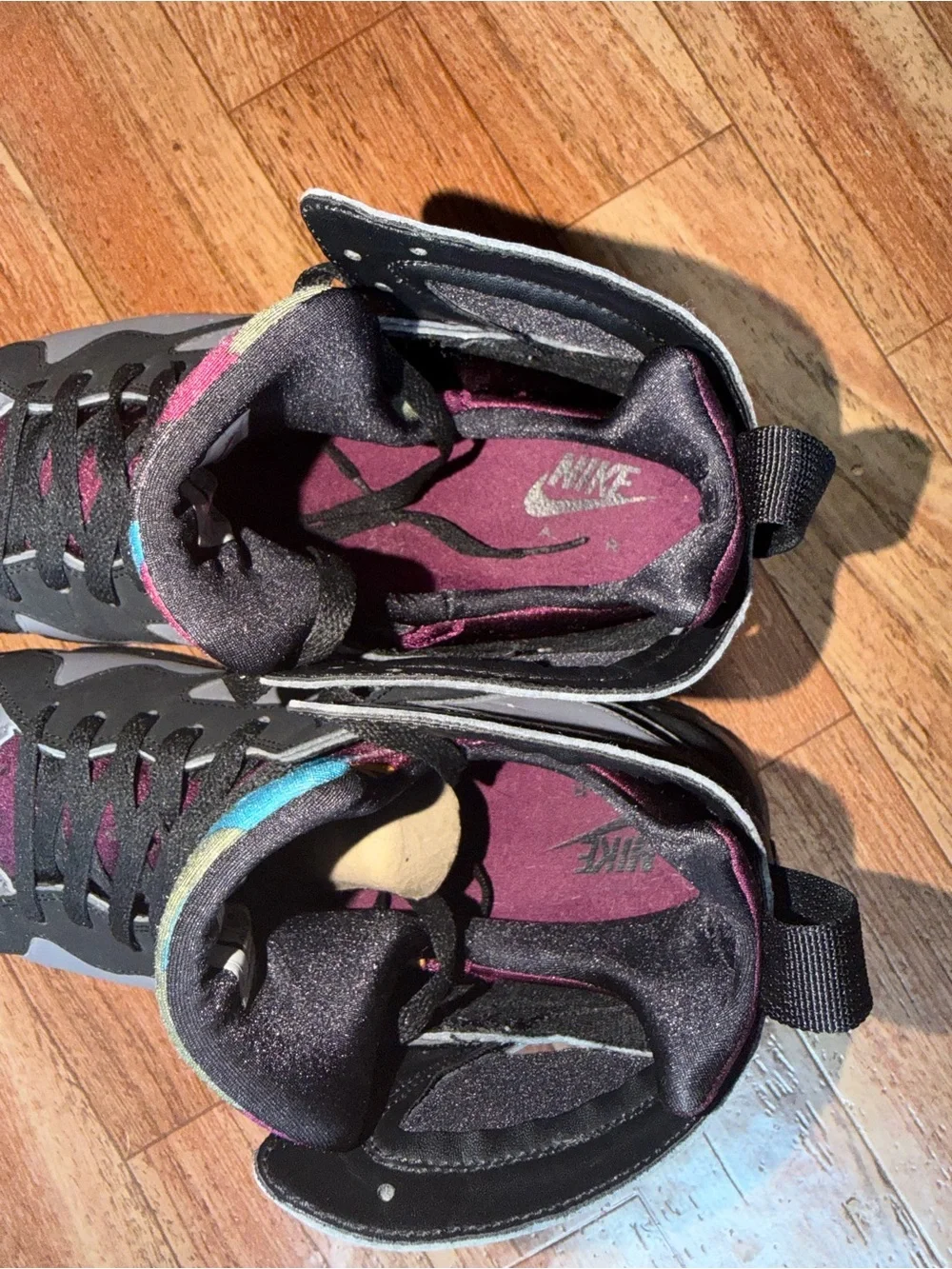 Air jordan 7 Retro Basketball Shoes - Grey & Black with Burgundy Accents